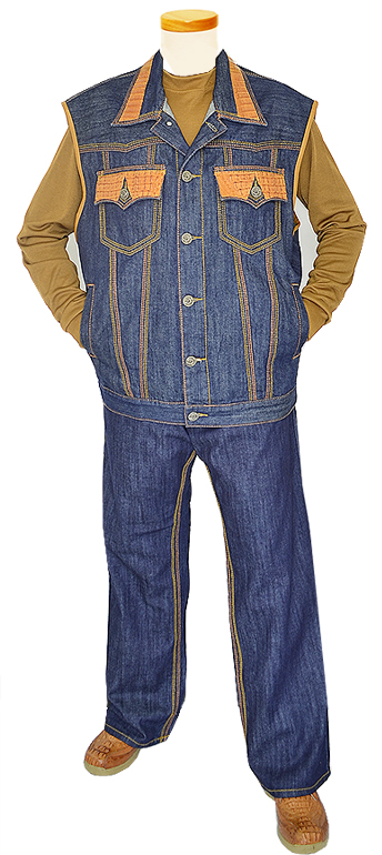 G-Gator Genuine Hornback Alligator / Denim Vest V18/1 - $479.90